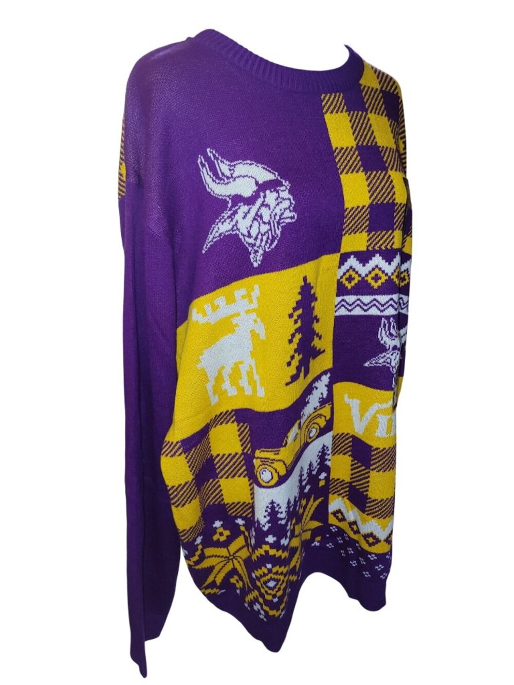 *NEW* Minnesota Vikings Sweater Adult XXL Purple Ugly Holiday Snow NFL FOCO NWT